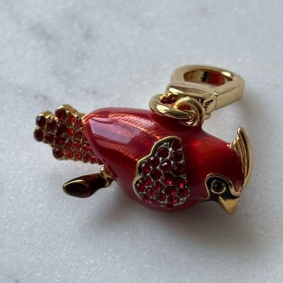 Juicy Couture Red and Gold Bird Brooch - Picture 7 of 9